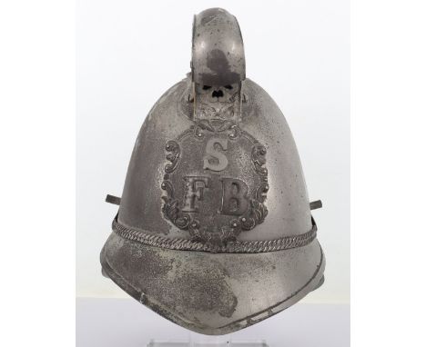 Surrey Fire Brigade Officers Ceremonial Merryweather Type Helmet, untouched nickel silver officers helmet with central badge 