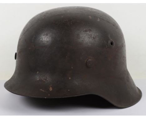 WW2 German M-42 Pattern Steel Combat Helmet, good example of a untouched non-decaled steel combat helmet retaining nearly all