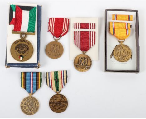 5x American Military Medals, including Good Conduct medal awarded to “CLARENCE J ENGEL”, another Good Conduct medal un-named;