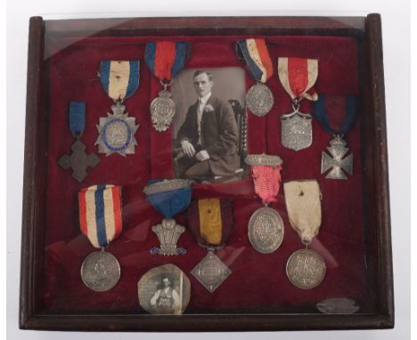 Framed Collection of Army Temperance Medals, consisting of 11 medals all awarded to 23483 D R Francis Royal Horse Artillery. 