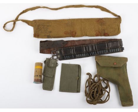 Cloth Spare Ammunition Cartridges Bandolier, fine khaki cloth example with ink stamping to the reverse; WW2 1940 dated Webley