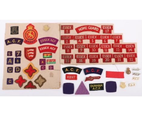 Grouping of Home Guard 2nd Phase Essex District Formation Signs, being the embroidered white on red ESSEX with district numbe