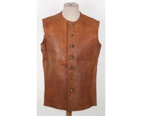 British Essex Yeomanry / Royal Artillery Leather Jerkin, fine light tan leather jerkin with the top button being that of the 