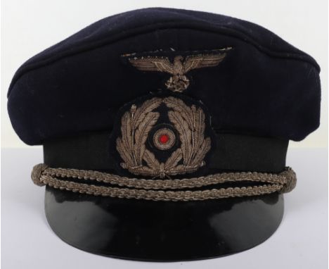 WW2 German Naval Administration Officers Cap Insignia, silver bullion wire embroidered Kriegsmarine officers cap eagle and si