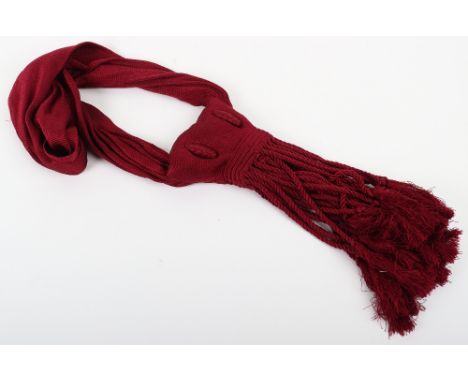 Victorian / Edwardian British Officers Dress Sash, crimson cloth shoulder sash with two hand down tassels. Generally good con