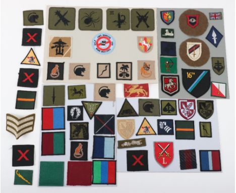 WW2 6th Guards Tank Brigade Cloth Formation Sign, fine example mounted to battle dress cloth material. Accompanied by other f