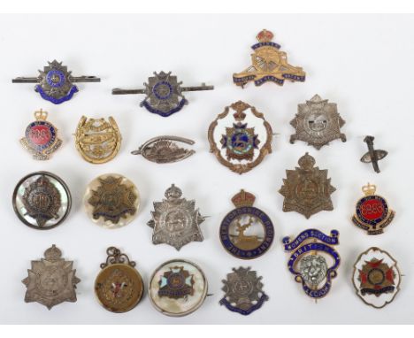 Grouping of Military Sweetheart Brooches, mostly relating to the Bedfordshire and Beds &amp; Herts regiment. Various enamel e