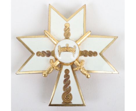 Croatian Order of the Crown of King Zvonimir, gilt and white enamel breast badge with pin and catch fixing to the reverse. Aw