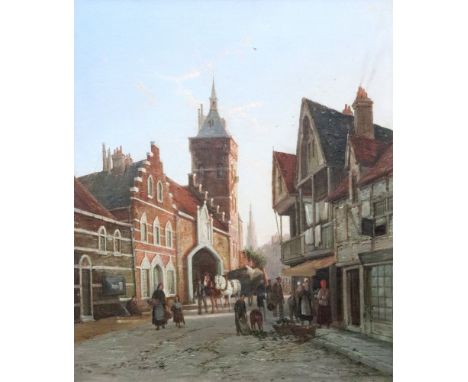 William Raymond Dommersen (Dutch, 1850-1927) The Butter Hall, Bruges, signed 'W R Dommersen' (lower right) and inscribed with
