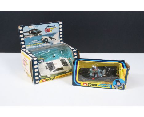 Two boxed Corgi film related diecast models to include 267 Batman Batmobile with Batman and Robin figures and 269 James Bond 