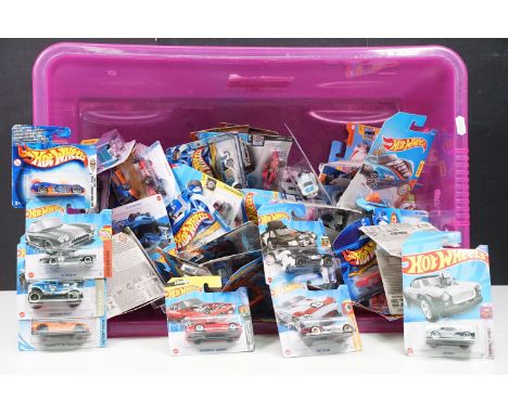 Collection of 90 carded Mattel Hot Wheels diecast models featuring The and Now, Dream Garage, Barbie, Hot Trucks etc, all ex