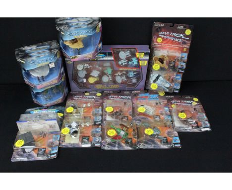 Collection of carded / boxes mini playsets Star Trek figures and vehicles to include 10 x carded Playmates Star Trek The Next