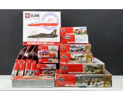 18 Boxed Airfix 1/72 plastic model kits to include A50158 BBMF Collection, A09008 Douglas Dakota Mk.III &amp; Willys Jeep, A5