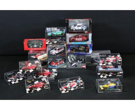 21 Boxed / cased racing diecast models to include 11 x Paul's Model Art Minichamps, Vitesse Rally, Quartzo, Corgi CC56402 Lot