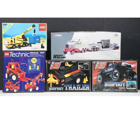 Quantity of mixed boxed toys to include 2 x MB Super Size Trucks including Bigfoot 4x4x4 and Bigfoot Trailer, Corgi Heavy Hau