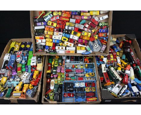Large quantity of play worn diecast models from the mid 20th C onwards to include Corgi, Matchbox, Dinky etc (4 boxes)