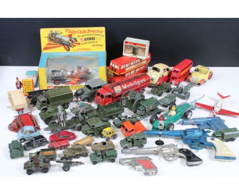 Collection of play worn Mid 20th C onwards diecast, plastic and tin plate models to include collection of Dinky and Matchbox 