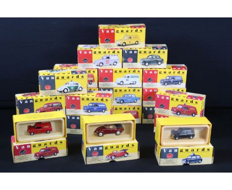 22 Boxed 1/43 Vanguards diecast models featuring 1950-1960s Classic Commercial Vehicles and 1950s - 1960s Classic Popular Sal