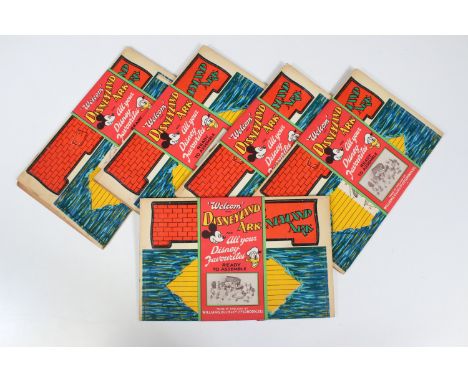 Five Williams Ellis &amp; Co Disney Disneyland Ark 'punch out' card sets, all complete and unused, one has come loose from ed