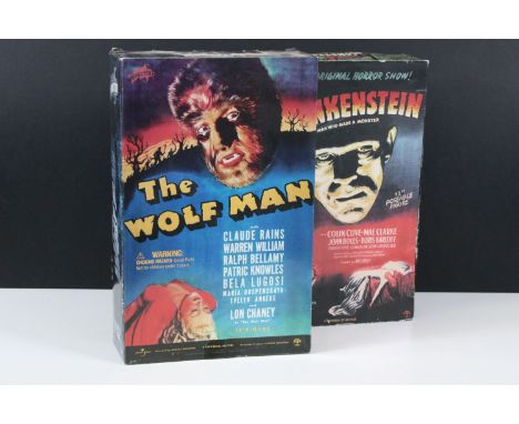 Two boxed Sideshow Collectibles Universal Studios action figures to include No. 4401 Frankenstein and No. 4402 The Wolf Man, 