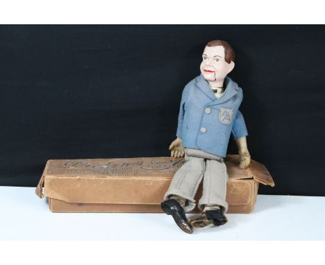 Palitoy Peter Brough's Archie Andrews Ventriloquist's Doll, with blue jacket with Archie Andrews emblem and beige trousers, m