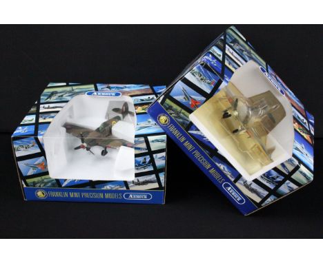 Two boxed Franklin Mint Armour Collection 1/48 diecast model aircraft to include B11B580 98216 Hurricane Mk.II C-UK RAF-87 Ca