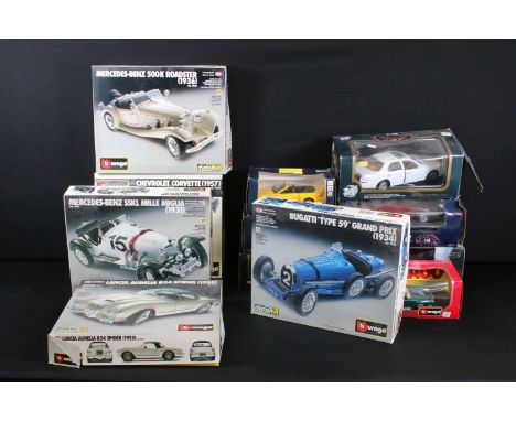 Eight Boxed diecast models to include Revell 1/18 BMW 850i Coupe, Burago 1/24 Porsche 959 Turbo, Maisto 1/24 '94 Mustang GT, 