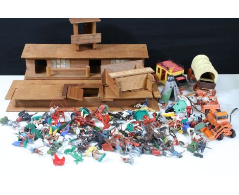 Collection of mixed plastic and metal figures to include Britains, Timpo Toys and Crescent Toys examples including Britains S