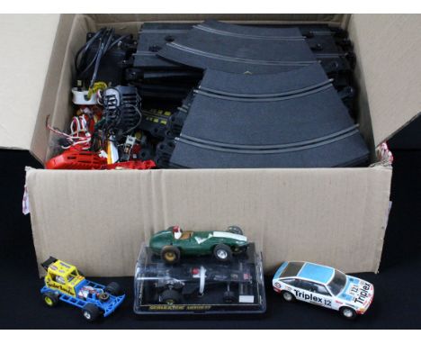 Collection of Scalextric to include cased C126 Lotus 77 slot car, small quantity of slot cars including Rover 3500, Fender Be