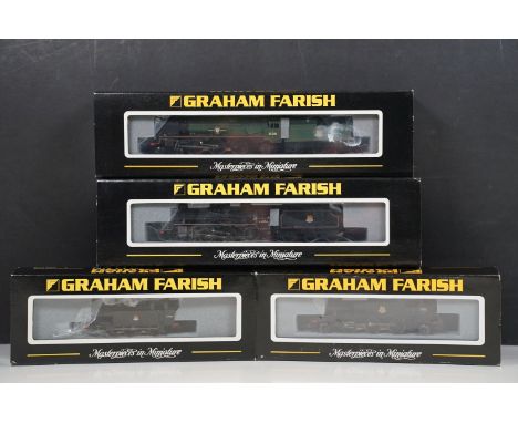 Four cased / boxed Graham Farish N gauge to include 372-300 Merchant Navy 35018 British India line BR green e/emblem, 372-126