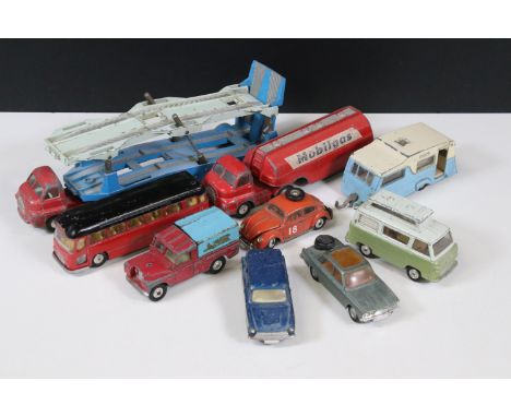 Nine Mid 20th C diecast models to include Corgi Volkswagen 1200 Saloon, Corgi Ford Consul Cortina Super Estate Car, Corgi For