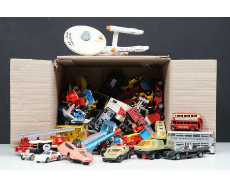 Collection of playworn diecast models to include Dinky Pink Panther, Dinky USS Enterprise, Corgi Batman Batmobile with Batman