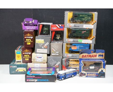 18 Boxed Corgi diecast models featuring 6 x Classic (C949/6, C949/5, C824/3, etc), 1 x 50's Classic 1956 Mercedes 300SC, 1 x 