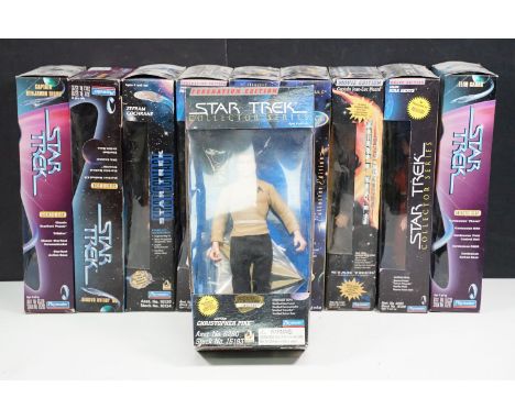 10 Boxed Playmates Star Trek Collectors Series figures featuring Movie Edition Capain Jean-Luc Picard, Elim Garak, Federation