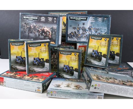 Warhammer - 20 Boxed Games Workshop Warhammer Miniature sets featuring 5 x Space Marine Scout Bike, Astra Militarum Cadian Co