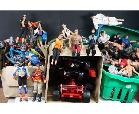 Action Man - Large collection of mainly Hasbro Action Man figures, vehicles and accessories to include canoes, bike rider fig