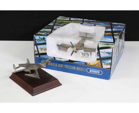Boxed Franklin Mint Armour Collection B11B304 98157 Spitfire MK VB RAF II WW Aces diecast model and a pewter Royal Hampshire 