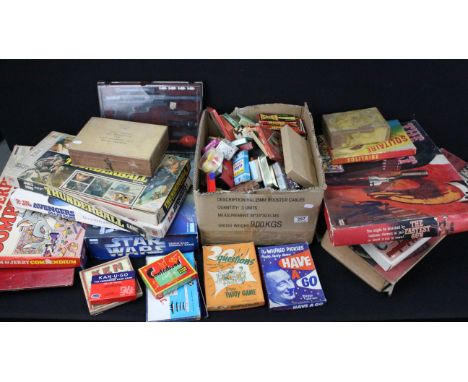Large quantity of vintage board games and card games to include Denys Fisher The New Avengers Game, MB James Bond 007 Thunder