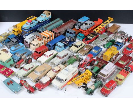 60 Mid 20th C playworn diecast models to include Dinky, Corgi, Triang Spot On, Benbros, etc including Dinky 112 Austin Healey