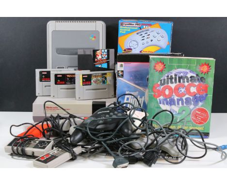 Retro Gaming - Collection of Nintendo retro gaming consoles and games to include SNES Super Nintendo Entertainment System PAL