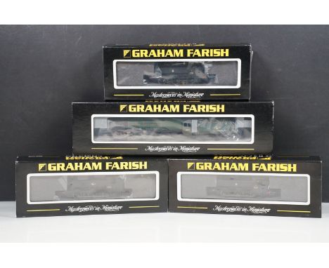 Four cased / boxed Graham Farish N gauge to include 371903 57XX Pannier Tank 5796 BR Early crest, 372-177 8P City of Leiceste