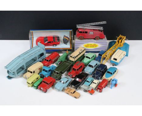 28 Mid 20th C play worn diecast models to include Dinky, Matchbox and Corgi to include boxed Dinky Supertoys 955 Fire Engine,
