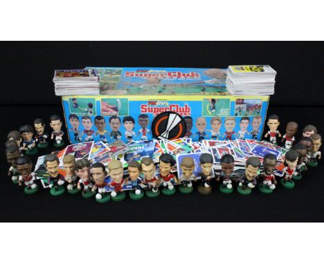 Football - 35 Corinthian figures along with boxed Corinthian Super Club set and a quantity of football trade cards and sticke