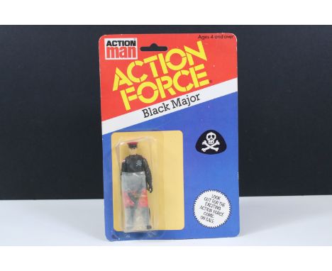 Action Force - Carded Palitoy Action Man Action Force Black Major figure, 33 back, punched, figure vg, card showing some ligh