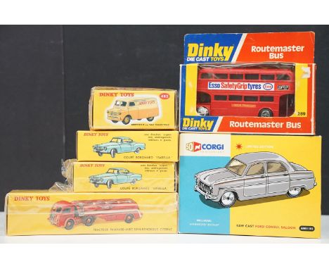 Six boxed diecast models to include 4 x Norev Atlas Editions Dinky models including 482 Fourgon Bedford 'Dinky Toys' 32C Trac