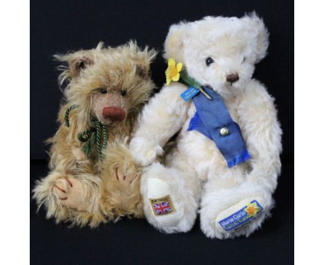Two teddy bears to include Steiner mohair teddy bear and Merrythought Marie Curie Cancer Care ltd edn mohair growler teddy be