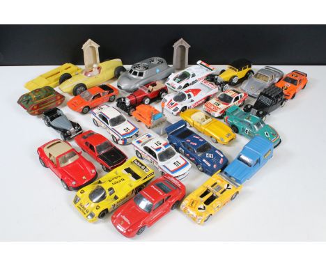 Group of mainly continental diecast, plastic and tin plate models featuring Solido, Joal, Auto Replicas, Mattel, Corgi etc