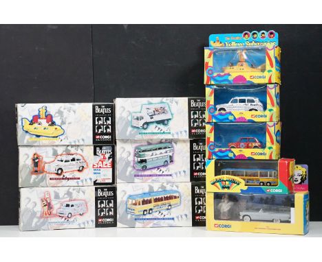 10 Boxed Corgi The Beatles diecast models to include 6 x The Beatles Collection (22301, 35006, 05606, 05401, 35302 &amp; 5800