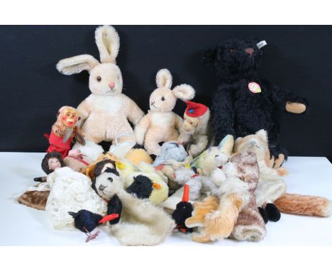 Collection of teddies and dolls to include Steiff Flossy Fish, Mattel Barbie Midge doll in dress with brunette hair, Steiff l