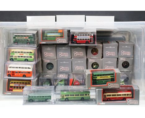 48 Boxed / cased Corgi Original Omnibus diecast model buses to include Bus Operators In Britain and Limited Edition examples,